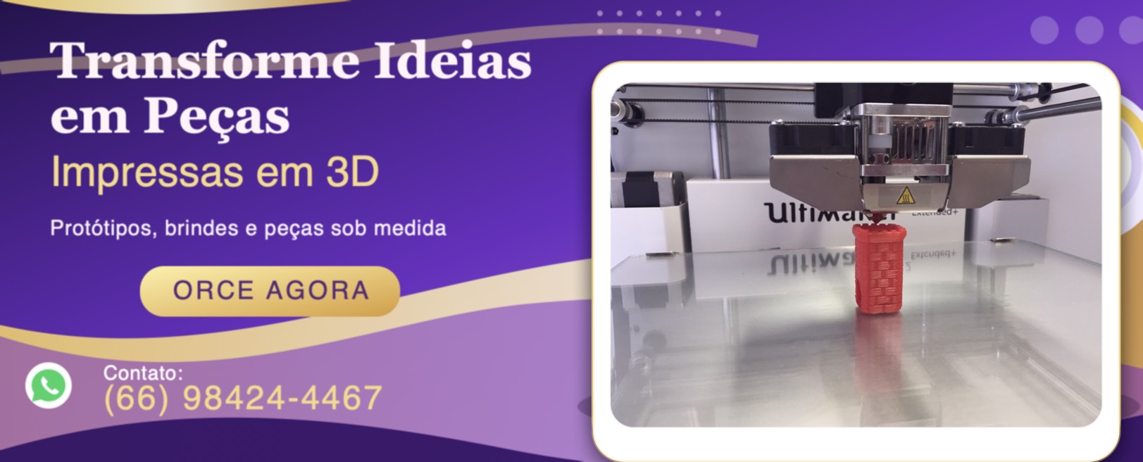 Banner de impressão 3D personalizada Kalli Criativa